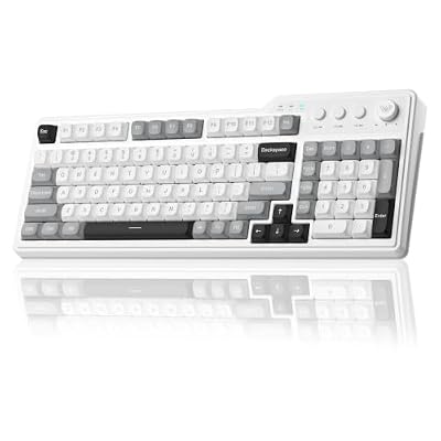 Aula F3099 Wireless Keyboard with Media Knob, Tri-Mode BT5.0/2.4GHz/USB-C Cute Creamy Keyboard with Number Pad, RGB Backlit Gaming Keyboard, Quiet Typing Computer Keyboards for Office Laptop/PC