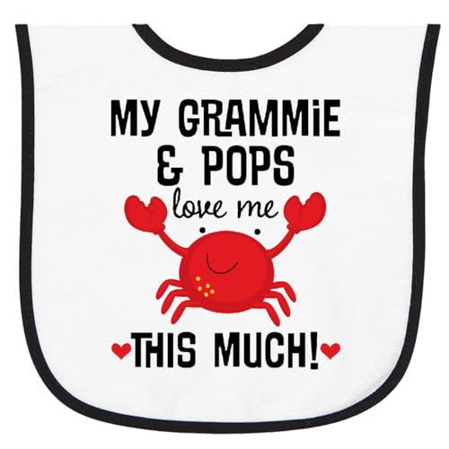 inktastic Grammie and Pops Love Me Grandson Baby Terry Cloth Bib