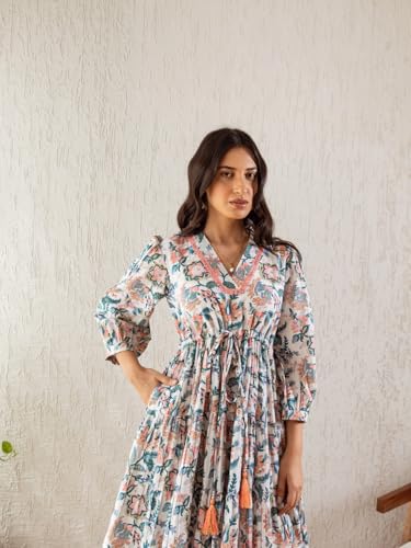 Image of GRECIILOOKS Women Dress | Elegant V Neck Casual Western Dresses | Women's Printed Maxi Dress | Floral Printed Dress for Womens | Trendy Vacation, Party & Beach Outfit