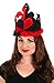elope Queen of Hearts Crown Costume Hat - Red and Black Crown with Feather Trim and Faux Jewels
