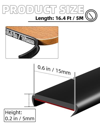 Image of U-Shape Black TPE Edge Banding 16.4Ft (W:0.6'' H:0.2'')
