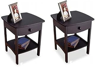 Home Square 2 Piece Wood End Table/Nightstand Set in Black