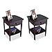 Home Square 2 Piece Wood End Table/Nightstand Set in Black
