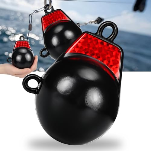 Hollowfly Coated Downrigger Ball Weight with Keel Downrigger Weights Vinyl-Coated Trolling Weight for Boats Round Marine Accessories Black(6 lb)