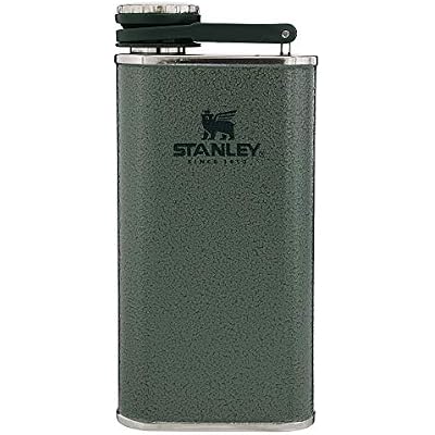 Stanley Classic Easy Fill Wide Mouth Flask 8 oz | Leakproof Hip Flask | Hinge Connected Never Lose Cap | Insulated Stainless Steel Liquor Container | BPA-Free | Hammertone Green