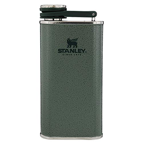 Stanley Classic Easy Fill Wide Mouth Flask 8 oz | Leakproof Hip Flask | Hinge Connected Never Lose Cap | Insulated Stainless Steel Liquor Container | BPA-Free | Hammertone Green by STANLEY - Used condition - US$22.88