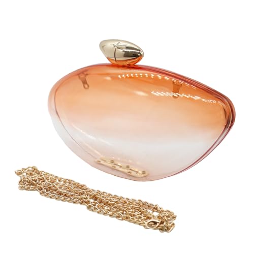 PSBIY Women Acrylic Evening Clutch Purse Unique Clear Handbag with Detachable Chain for Wedding Party Prom, Orange