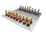 Schachspiel mit Hochwertiges Keramik Figuren und Glass Spielbrett