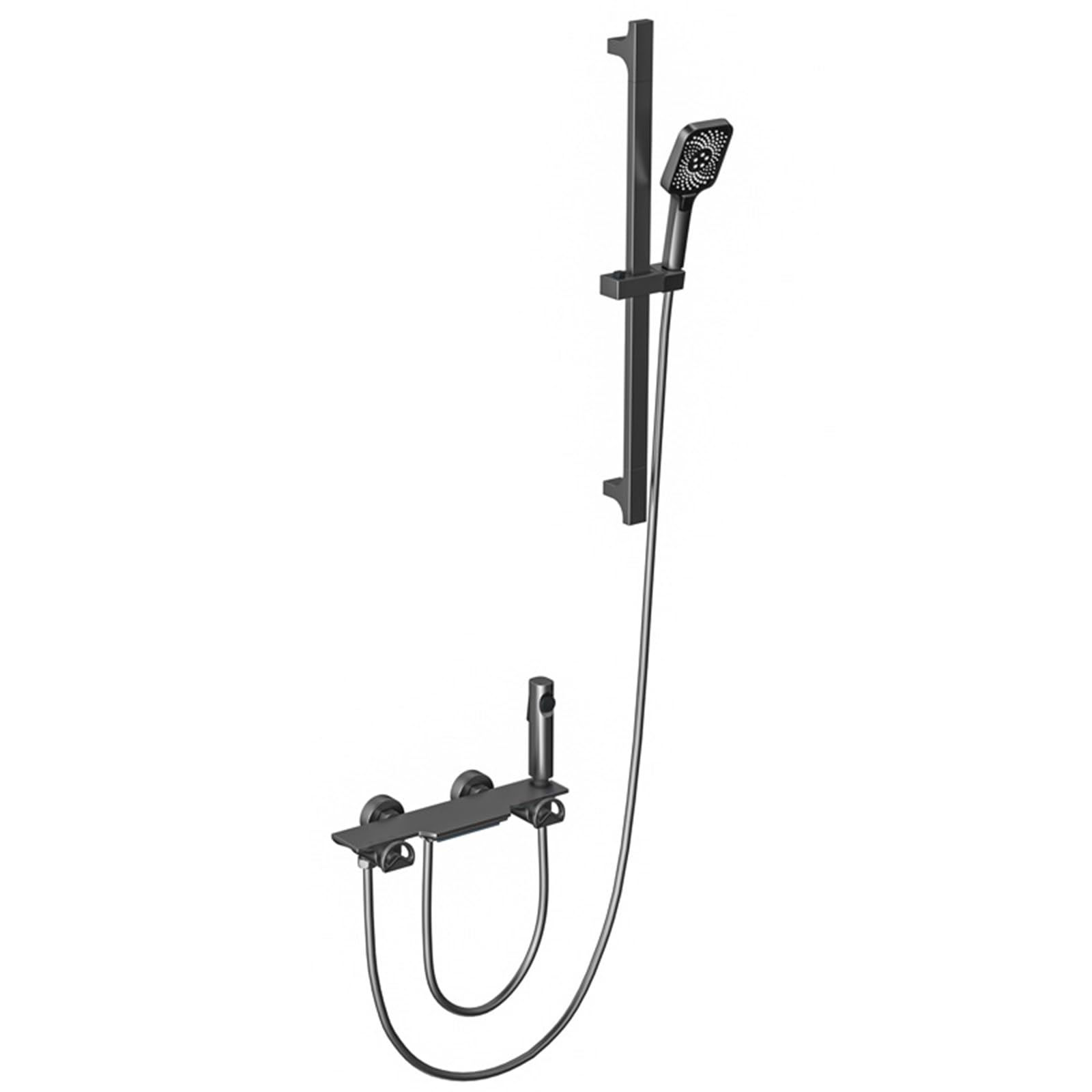 JYBNBBE Bath Mixer Taps with Shower Head Wall Mounted Hot and Cold Shower Mixer Taps Brass Mixer Shower Tap Bar and Shower Head Grey (Grey A)