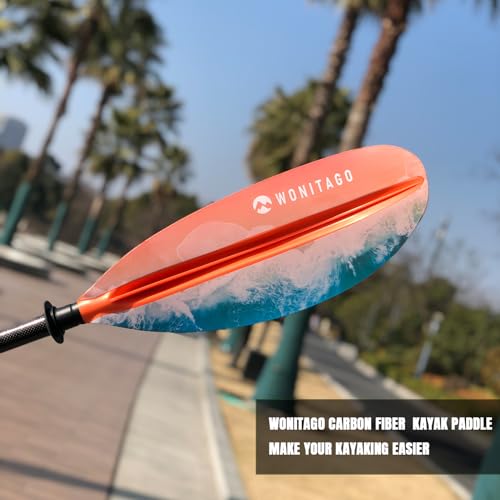 Wonitago KAYAK PADDLE003-OCEAN ORANGE Kayak Paddle Premium Carbon Fiber Paddle thumb #5