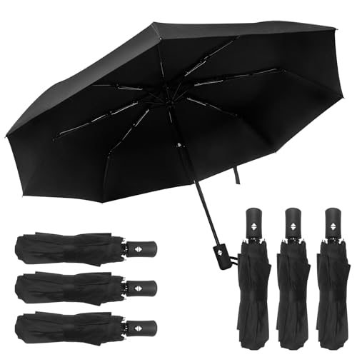 GGYKJSK 6Pcs Automatic Open Close Compact Windproof Travel Umbrella - Foldable Small Black Portable Rain Umbrellas for Men Women, Bulk Pack, Sombrillas de Lluvia by GGYKJSK - Used condition - US$18.83