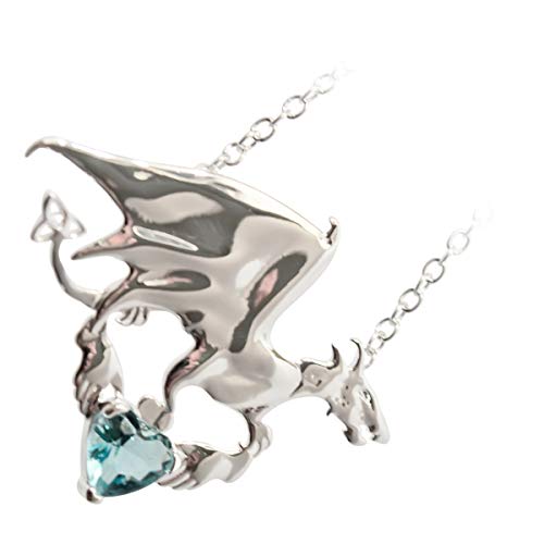 Pendentif dragon plaqué or blanc avec pierre colorée pour collier femme