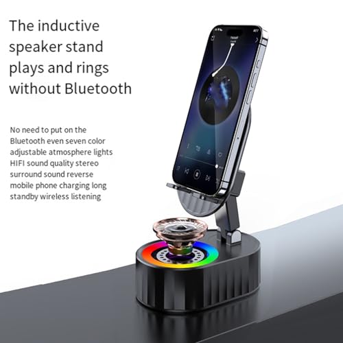 Haut-parleur bluetooth inductif sur support de téléphone pliable noir - 6