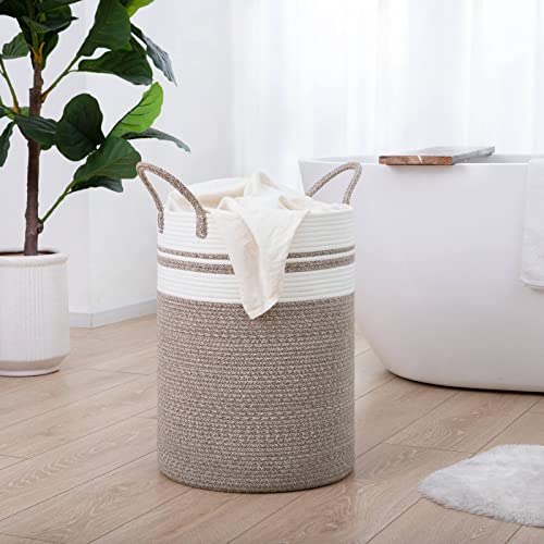 Chicvita Baby Nursery Laundry Hamper, Tall Woven Rope Laundry Basket With Handle For Clothes, Towels, Toys, Blankets, Jute Basket Decor For Living Room, 15 X 20 Inches, 58L #TOP3