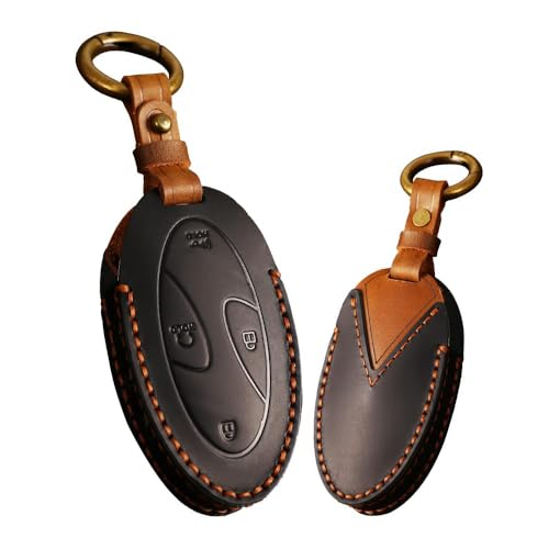 Coque de clé en cuir pour Hyundai Ioniq 6 2023 étui protection clé 5 boutons noir
