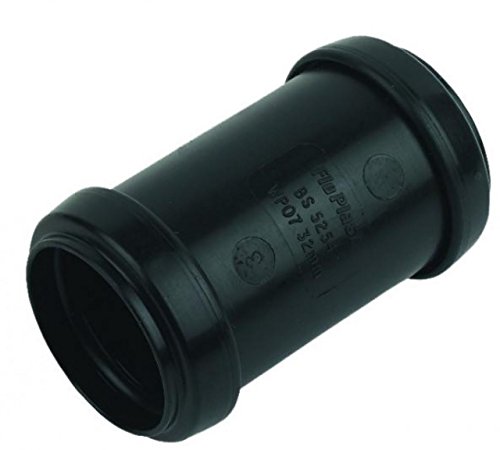 Image of FloPlast Push-Fit Waste Straight Coupling 32mm Black | Home Standard