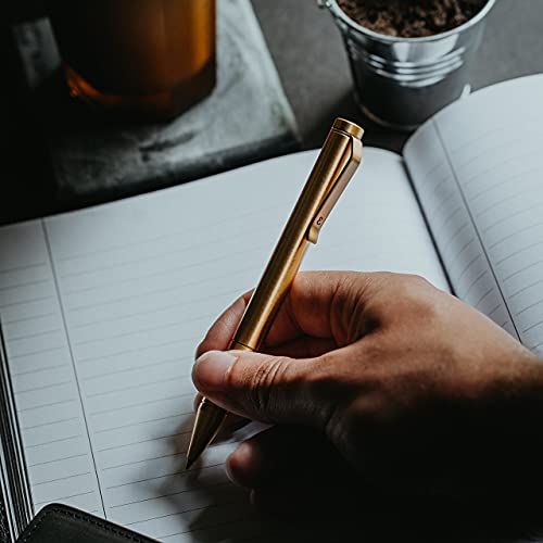 Everyman Brass Grafton Mini Twist, Pocket-Size Luxury Metal Writing Pen, Premium Gel Ink, Office, Business, Edc Gift #TOP3