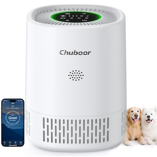 Smart Air Purifier for Home,CADR 250m³/h for 45m², App/Alexa Control, 24dB Quiet Sleep Mode, Chuboor H13 HEPA Air Purifier for Bedroom/office/Dorm for Smoke/Pet Hair/Dust/Allergie/Pollen/Odor/-PJ07