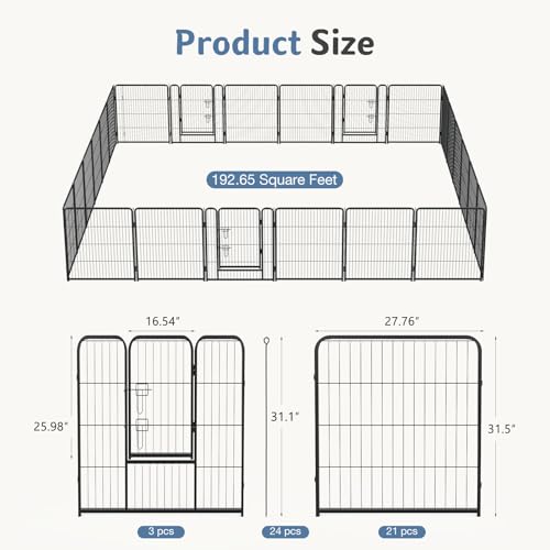 Image of DUMOS Dog Playpen 32 Inch 24 Panels Indoor Outdoor Metal Pet Fence | Foldable Dog Play Pen with Door, Portable Exercise, RV Camping, Puppy Small Medium Dogs