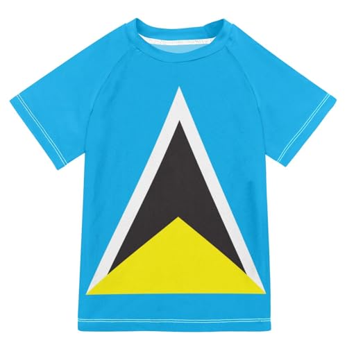 Aflyko Patriot Kid Rashguard Shirt Flag of Saint Lucia Boys Girls Swimsuit Top
