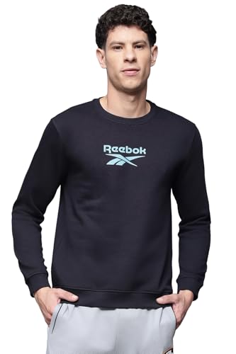 Image of Reebok Men's Classic Crew Sweatshirt - Cozy Fleece Pullover, No Hoodie Design