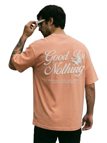 Image of TOXA Men's Pure Cotton Oversized Fit Tshirt | Oversized Baggy Fit Tee with Drop Shoulder | Cool and Stylish Graphic Printed Design Half Sleeve T-Shirt (Available Sizes: S to 2XL)