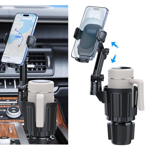 Cup Holder Phone Mount, 2 in 1 Universal Cup Holder Expander with Long Arm 360°Rotation Cup Phone Holder for Car Fits All 4-7” iPhone Galaxy Smartphones and Most Truck Bottles by Peastrex - Used condition - CA$16.99