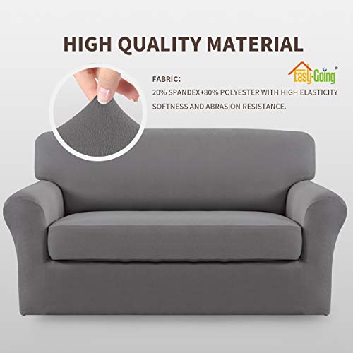 Image of Easy-Going 2 Pieces Stretch Loveseat Couch Sofa Slipcover Washable