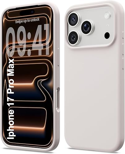 Image of Silicone Case for iPhone 17 Pro Max 6.9-Inch, Silky-Soft Touch Full-Body Protective Phone Case, Shockproof Back Cover for iPhone 17 Pro Max (Stone)