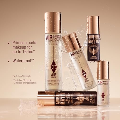 Image of Charlotte Tilbury Airbrush Flawless Setting Spray - Ultra-Fine Hydrating Mist to Prime & Set Makeup Up to 16Hr - Soothes and Blurs Skin, Waterproof, Wedding Makeup