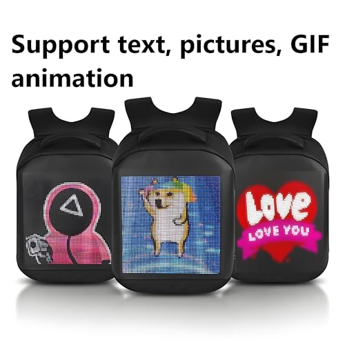 LED Display Backpack, Black, Customizable Pattern and Text, for Shopping, Travel, Cycling2