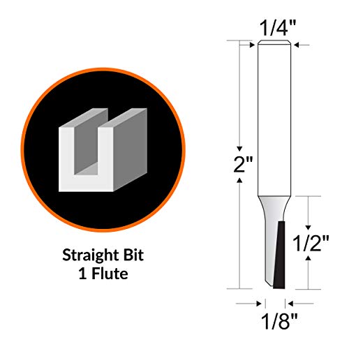 Wen Rb001Sf 1/8 In. Straight 1-Flute Carbide-Tipped Router Bit With 1/4 In. Shank #TOP1