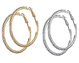 50mm Rhinestone Hoop Stainless Steel Large Hoop Earrings 14K Gold Plated Silver Big Hoop Earrings fo