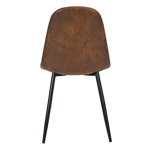 Hotata Dining Chairs Set Of 4, Modern Kitchen & Dining Room Chairs, Side Chair In Brown Upholstered Dining Accent Chairs In Faux Leather Cushion Seat And Sturdy Metal Legs #TOP6