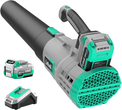 LiTHELi - Litheli 20V Cordless Leaf Blower 350 CFM 85 MPH, Variable Speeds Electric Leaf Blower Battery Powered for Blowing Leaves, Dust, Snow, 4.0 Ah Battery & Fast Charger Included