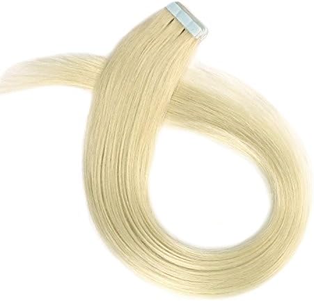 MAOYUAN 24" Tape - In Real Human Hair Extensions Straight 20pcs Beauty Hair Style (24inch 50g/20pcs, 60 platinum blonde)