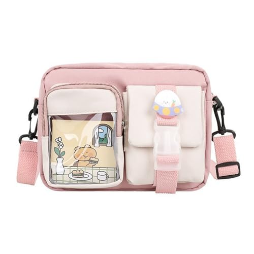 SLXLYH �V�����_�[�o�b�O�A�����p�N���X�{�f�B�o�b�O�A�}���`�|�P�b�g�t���X���[���L�����o�X�o�b�O�A���\�N���X�{�f�B�o�b�O�A����̃p�^�[���V�����_�[�o�b�O �X�N�G�A�o�b�O ���̎q&�����p, �z���C�g�ƃs���N�R���g�[��, 17*22*6cm