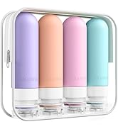 Quatish Travel Bottles for Toiletries, Original Patented Leak Proof Travel Size Toiletries, 3 oz ...