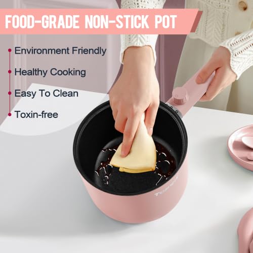 Image of Topwit 1.5L Hot Pot Electric, Portable Ramen Cooker, Non-Stick Frying Pan | BPA-free, Glass Lid, Overheat & Boil-dry Protection, Electric Pot for Pasta, Steak, College Dorm Office Travel Essentials