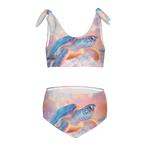 Pastel Color Sea Turtle Ocean Girls Bikini Sets 2 Piece Swimsuits Bathing Suit Swimwear