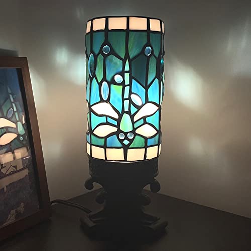 Rhlamps Small Tiffany Table Lamp Mini Stained Glass Lamp Wide 4 Tall 10 Inch Dragonfly Style Candle Type Desk Lamp Decorate Bedroom #TOP3
