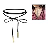 Mareine Gothic Long Black Velvet Pu Leather Chain Necklace Stretch Tattoo Choker Elastic Tassel Necklaces
