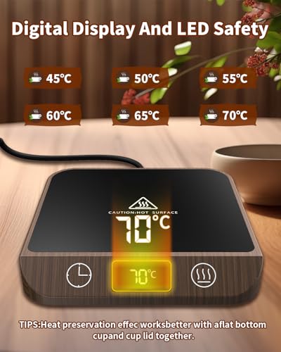 MYMULIKE Mug Warmer, Electric Coffee Mug Warmer with 6 Temperature Settings (45°C-70°C) LED Display Smart Beverage Mug Warmer & Timer Auto Shut Off for Coffee, Tea, Milk, Ideal for Office or Home - Image 3