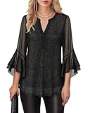 Lotusmile Women's Dressy Tops & Blouses, Tunic Tops for Women - Loose Fit, Formal & Evening Wear in Black & Gold Sequin