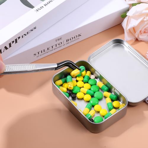 QFGasre 4 Teiliges Pinzetten Set Präzisionspinzette Antistatisch Edelstahl Pinzetten Set mit Gummispitzen Beschichtete flach gebogene Pinzette für Bastelarbeiten Stempel Labor Perlen Schmuckwerkzeuge