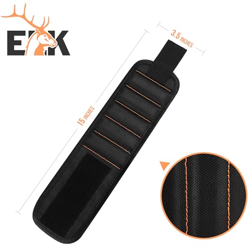 ELK Magnetic Wristband - Heavy Duty Tool Organizer with 10 Strong Magnets for Screws, Tools, Nails, Drill Bits - Adjustable, Breathable and Durable - Ideal Gift for Him, Men, Dads, Husband and Women - Thumbnail 2