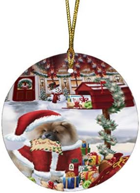 Have a Holly Jolly Chow Chow Dog Round Flat Ornament - Pet Decorative Hanging Ornaments for Christmas X-mas Tree Decorations - 2.75" Round Ceramic Christmas Ornament POR1287