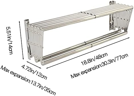 Lesolar Wall Mounted Clothes Drying Rack Extendable Stainless Steel Towel Rack 48-76CM Balcony Airer Clothes Dryer for Bathroom Kitchen Home Hotel