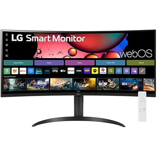 LG 34" Curved UltraWide WQHD(3440x1440) Smart Monitor with HDR10 99% sRGB, 100Hz, Magic Remote, AirPlay 2 & Adjustable Stand, webOS