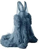 Changuan Sheer Tulle Maternity Robe Dress for Photoshoot Puffy Pregnancy Lingerie Bridal Pregant Gow